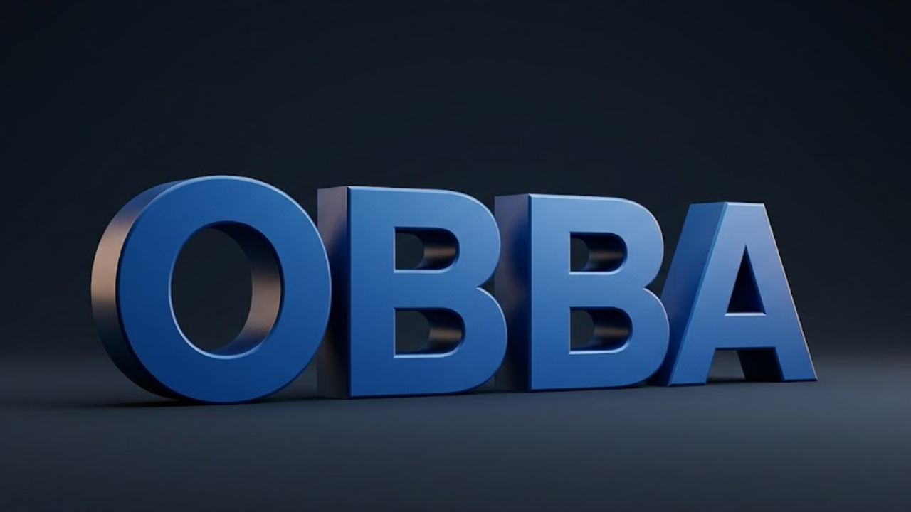 3D blue OBBBA letters on a dark background for a blog about the One Big Beautiful Tax Bill