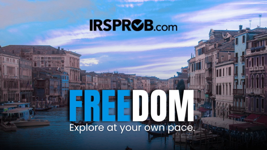 Scenic view of Venice with the word 'FREEDOM' prominently displayed, symbolizing travel opportunities and the importance of freedom.