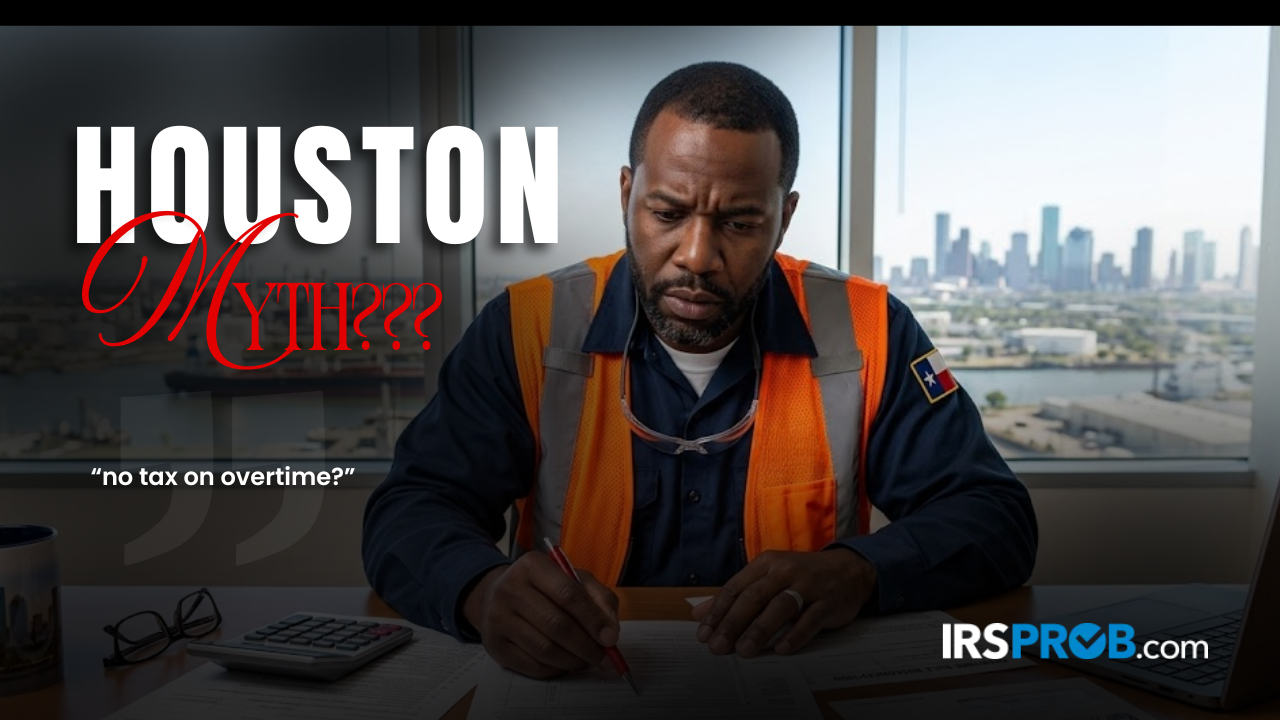 Home - Copy 20 A Houston worker reviewing IRS forms to understand the new no tax on overtime houston rule.