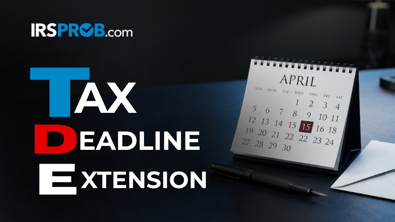 Tax deadline extension reminder with April 15 calendar and payment warning for IRS taxes